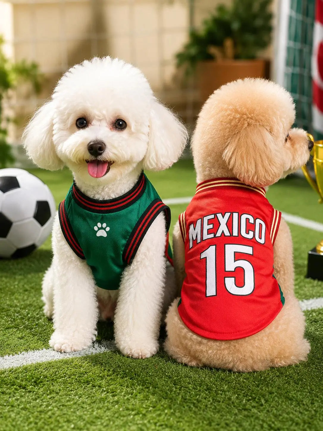 Pet Sports Jersey for Dogs and Cats - Lightweight Breathable Sleeveless Mesh Vest, Stylish Soccer-Inspired Outfit for Small to Medium Pets, Ideal for Parties, Photos, Walks, and Game Day