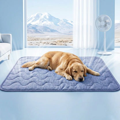 Dog Cooling Pad - Petfeet Thin & Thick Variants, Q-MAX>0.4, Washable, Gel-Free & Electric-Free, Non-Slip Nylon, Geometric & Classic Patterns, Suitable for Outdoor/Tiled Use, Summer Crate Bed for Large Dogs