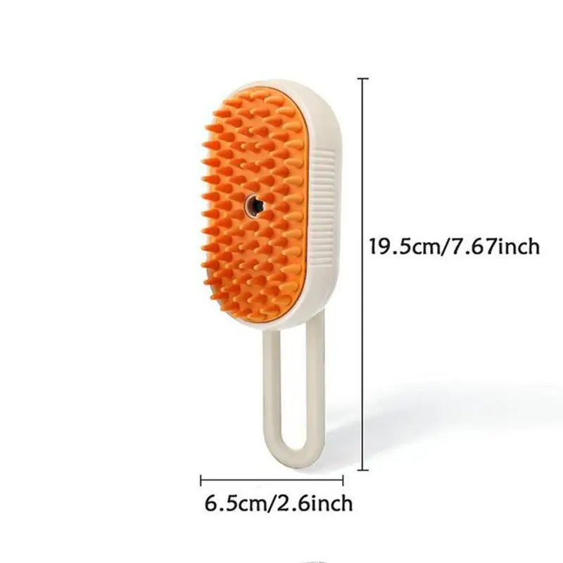 3-In-1 Pet Steam Brush Cleaner, Silicone Massage Combing Brush