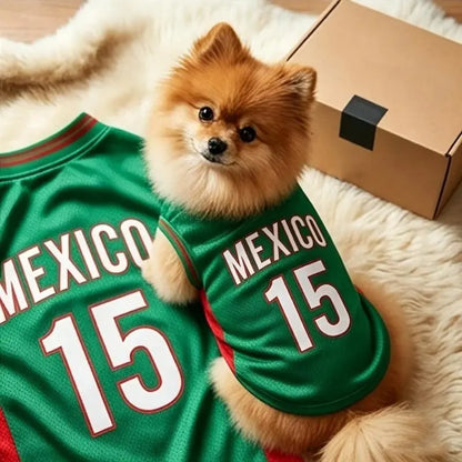 Pet Sports Jersey for Dogs and Cats - Lightweight Breathable Sleeveless Mesh Vest, Stylish Soccer-Inspired Outfit for Small to Medium Pets, Ideal for Parties, Photos, Walks, and Game Day