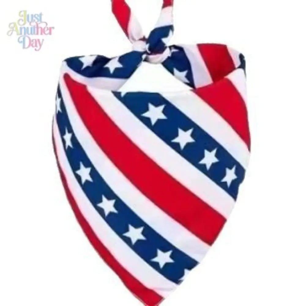 Set of 4 American Flag-Themed Pet Bandanas, Adjustable Polyester Scarves for Dogs and Cats, Ideal for 4th of July and Everyday Use
