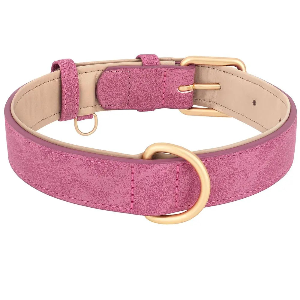 Adjustable Faux Leather Dog Collar, Heavy Duty Small Medium Large Pets
