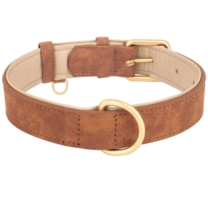 Adjustable Faux Leather Dog Collar, Heavy Duty Small Medium Large Pets