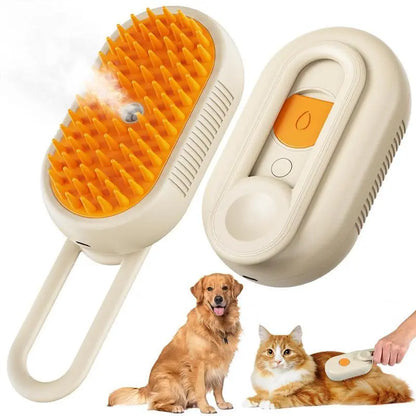 3-In-1 Pet Steam Brush Cleaner, Silicone Massage Combing Brush