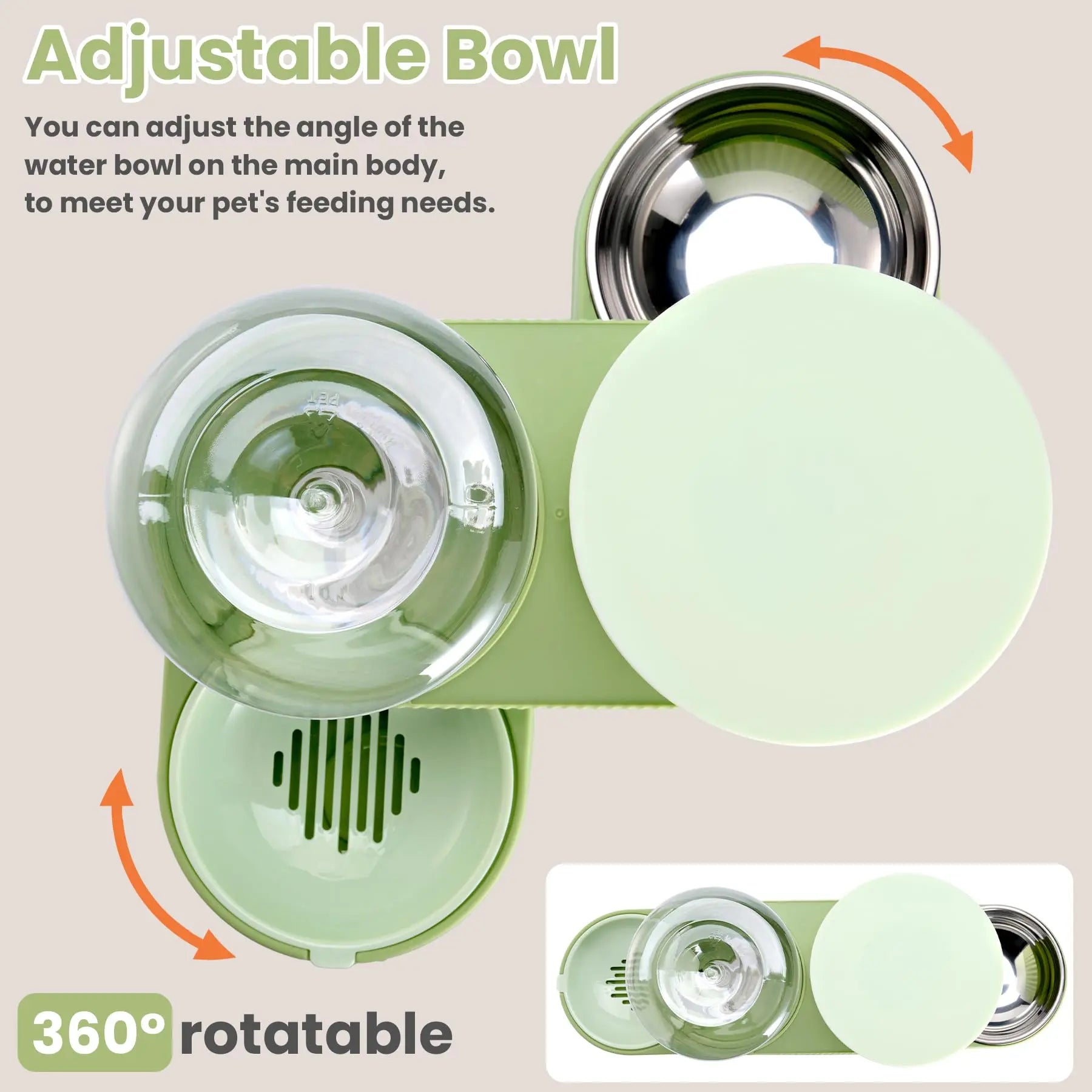 Kacoomi Dual Gravity Pet Feeder and Water Dispenser Set for Cats and Small Dogs, High-Capacity with Stainless Steel Bowls
