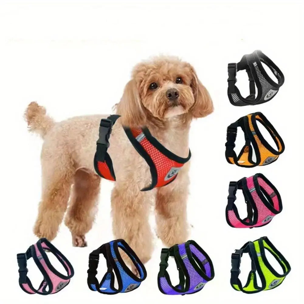 Pet Harness, Outdoor Leash Collar, Reflective Harness, Anti-Shock Safety Gear, Ideal for Dogs & Cats