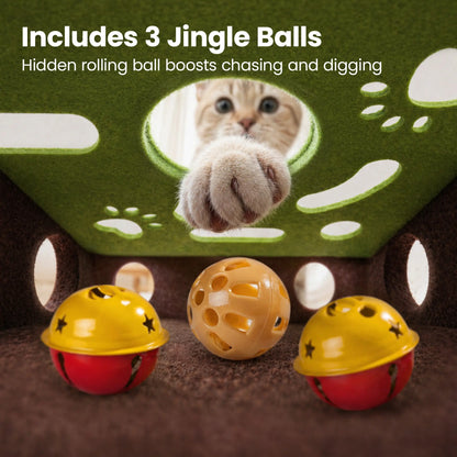 Potaroma Interactive Felt Cat Puzzle Toy with Jingle Balls - Indoor Enrichment Activity for Kittens and Adult Cats to Alleviate Boredom and Promote Active Play