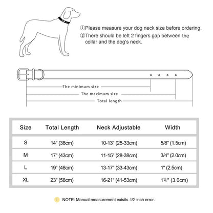 Adjustable Faux Leather Dog Collar, Heavy Duty Small Medium Large Pets