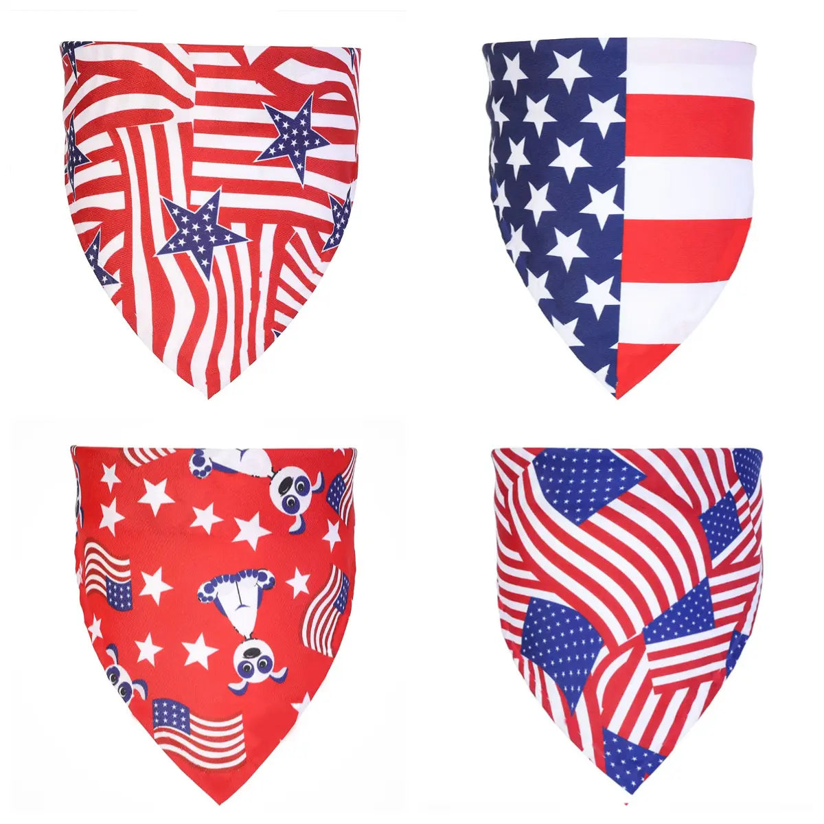 Set of 4 American Flag-Themed Pet Bandanas, Adjustable Polyester Scarves for Dogs and Cats, Ideal for 4th of July and Everyday Use
