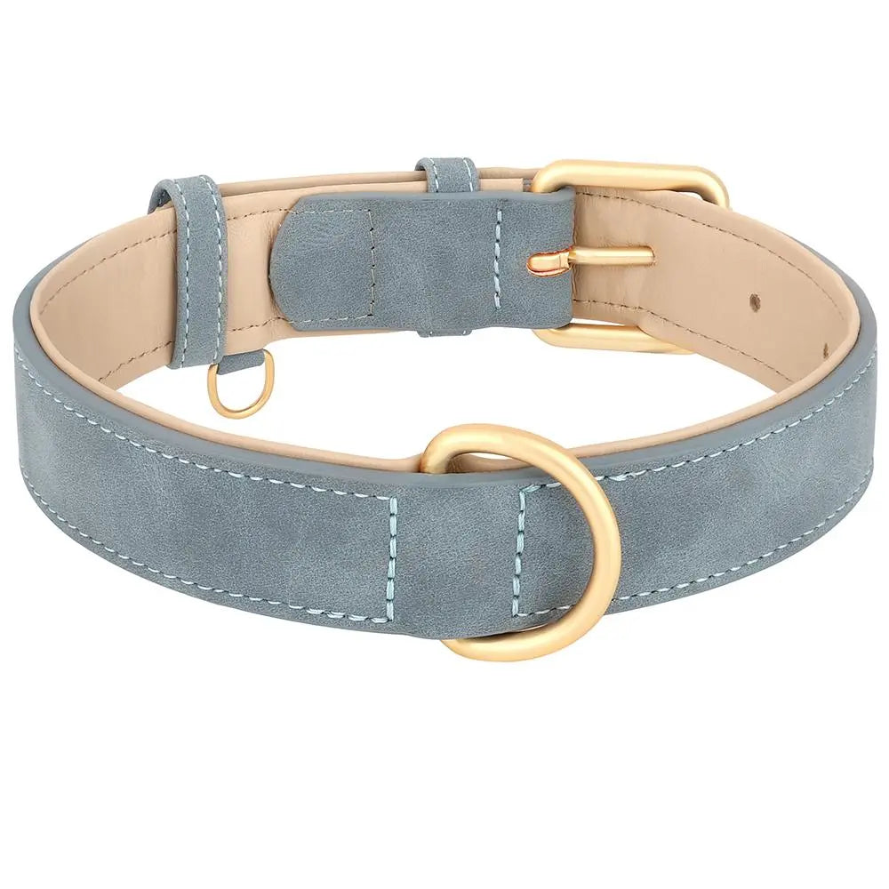 Adjustable Faux Leather Dog Collar, Heavy Duty Small Medium Large Pets
