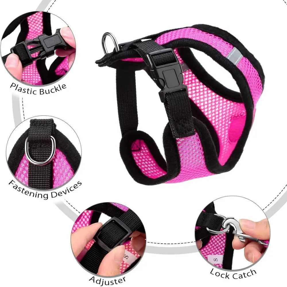 Pet Harness, Outdoor Leash Collar, Reflective Harness, Anti-Shock Safety Gear, Ideal for Dogs & Cats