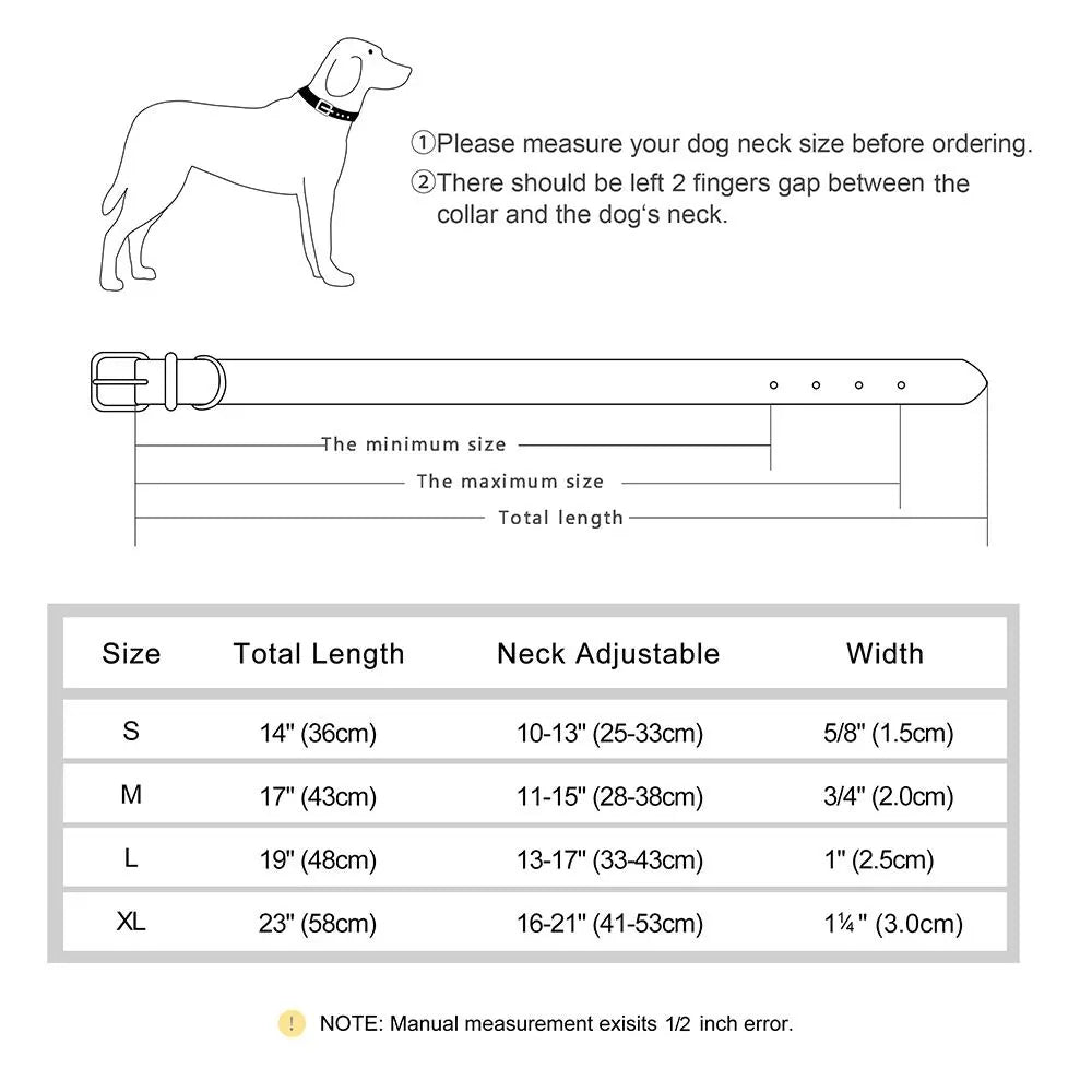 Adjustable Faux Leather Dog Collar, Heavy Duty Small Medium Large Pets