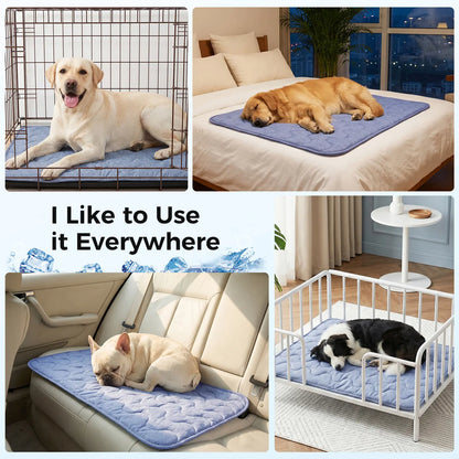 Dog Cooling Pad - Petfeet Thin & Thick Variants, Q-MAX>0.4, Washable, Gel-Free & Electric-Free, Non-Slip Nylon, Geometric & Classic Patterns, Suitable for Outdoor/Tiled Use, Summer Crate Bed for Large Dogs