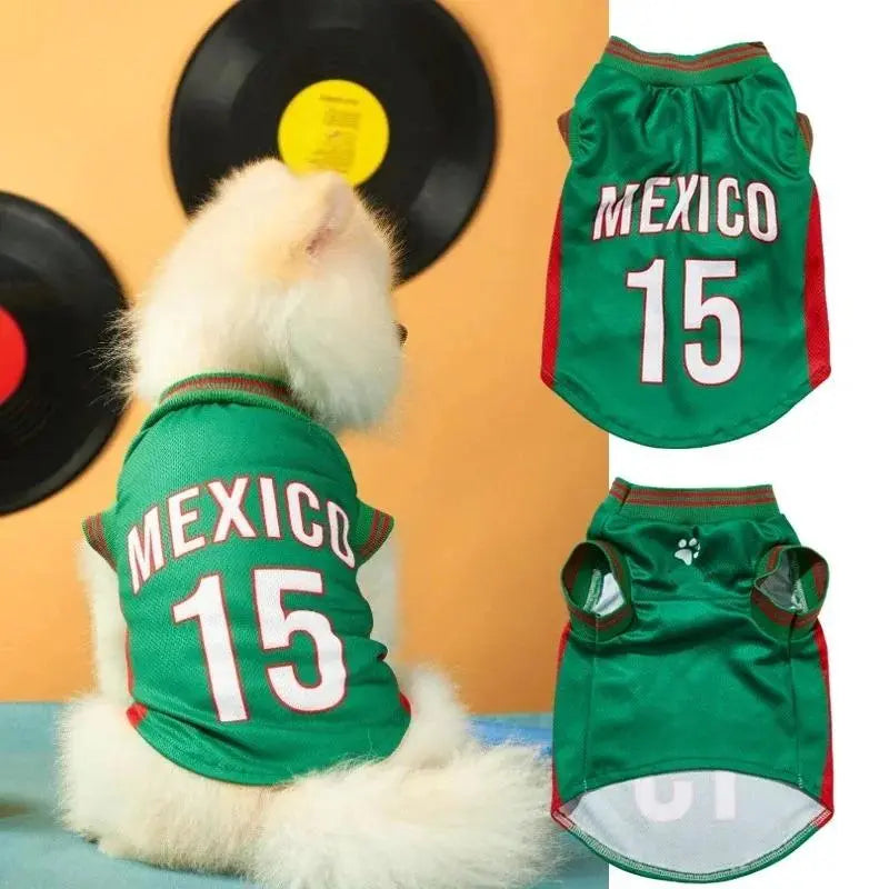 Pet Sports Jersey for Dogs and Cats - Lightweight Breathable Sleeveless Mesh Vest, Stylish Soccer-Inspired Outfit for Small to Medium Pets, Ideal for Parties, Photos, Walks, and Game Day