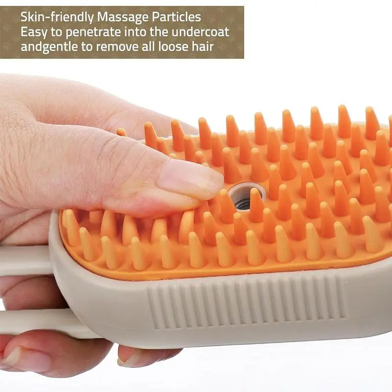 3-In-1 Pet Steam Brush Cleaner, Silicone Massage Combing Brush