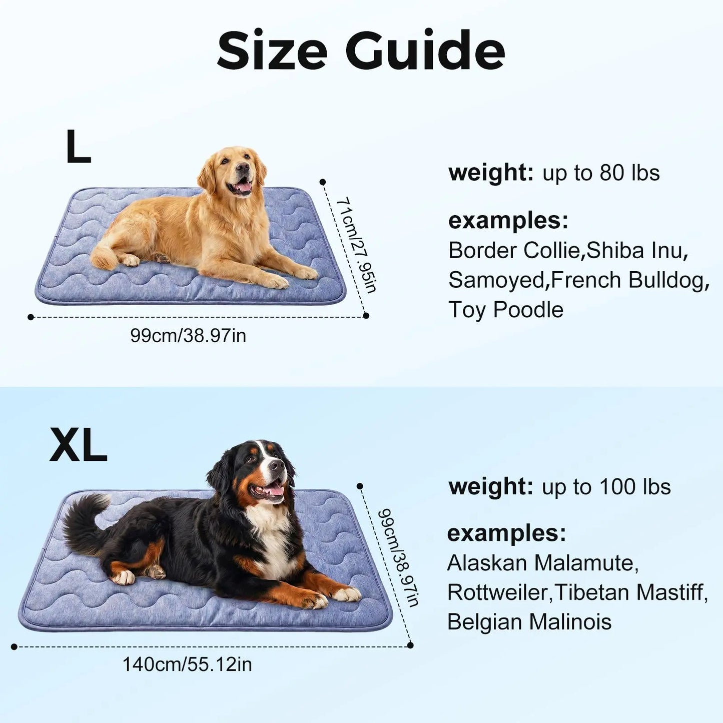 Dog Cooling Pad - Petfeet Thin & Thick Variants, Q-MAX>0.4, Washable, Gel-Free & Electric-Free, Non-Slip Nylon, Geometric & Classic Patterns, Suitable for Outdoor/Tiled Use, Summer Crate Bed for Large Dogs