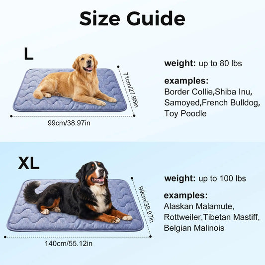 Dog Cooling Pad - Petfeet Thin & Thick Variants, Q-MAX>0.4, Washable, Gel-Free & Electric-Free, Non-Slip Nylon, Geometric & Classic Patterns, Suitable for Outdoor/Tiled Use, Summer Crate Bed for Large Dogs