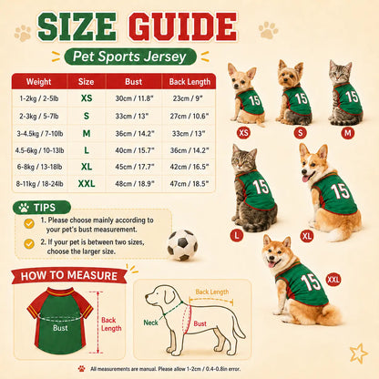 Pet Sports Jersey for Dogs and Cats - Lightweight Breathable Sleeveless Mesh Vest, Stylish Soccer-Inspired Outfit for Small to Medium Pets, Ideal for Parties, Photos, Walks, and Game Day