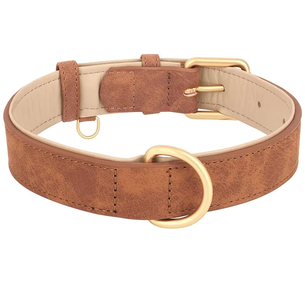 Adjustable Faux Leather Dog Collar, Heavy Duty Small Medium Large Pets