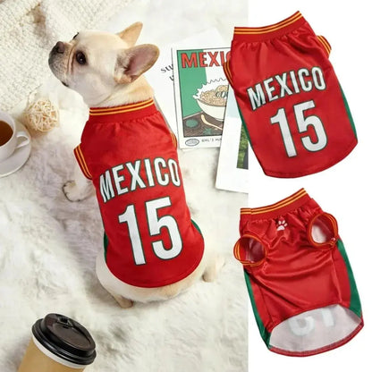 Pet Sports Jersey for Dogs and Cats - Lightweight Breathable Sleeveless Mesh Vest, Stylish Soccer-Inspired Outfit for Small to Medium Pets, Ideal for Parties, Photos, Walks, and Game Day