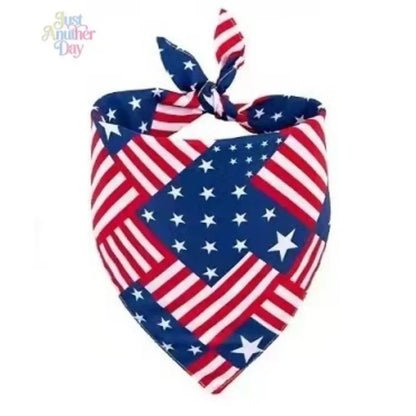 Set of 4 American Flag-Themed Pet Bandanas, Adjustable Polyester Scarves for Dogs and Cats, Ideal for 4th of July and Everyday Use