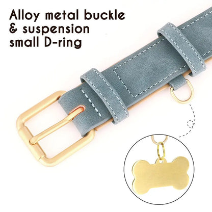 Adjustable Faux Leather Dog Collar, Heavy Duty Small Medium Large Pets