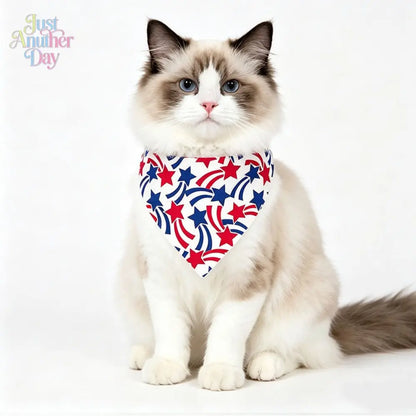 Set of 4 American Flag-Themed Pet Bandanas, Adjustable Polyester Scarves for Dogs and Cats, Ideal for 4th of July and Everyday Use